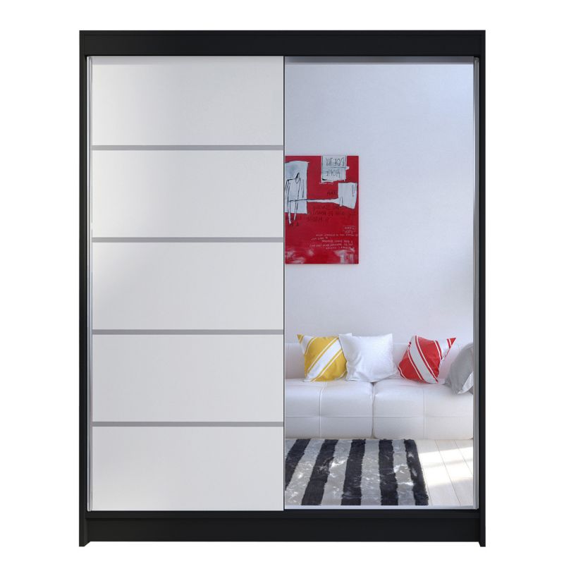 Szafa MIRJAN 24 z drzwiami przesuwnymi Camino III czarny/biały 1 szt.