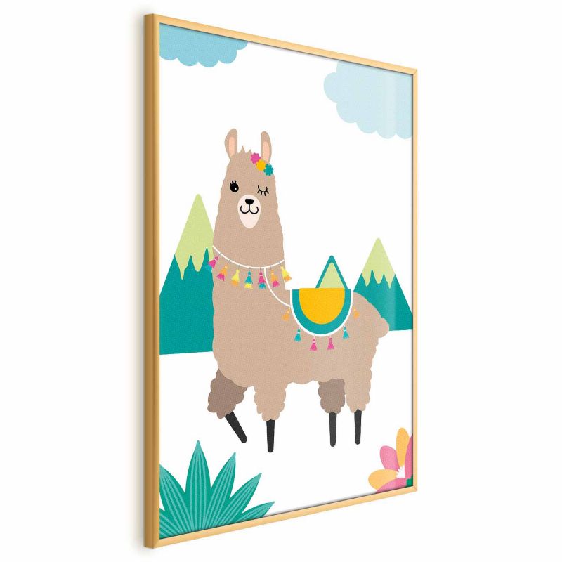 Plakat Artgeist Niezwykła lama 29,7x42 cm z ramą złotą 1 szt