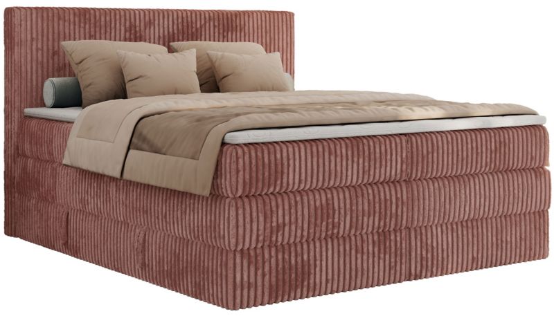 Łóżko kontynentalne MKS Meble TILIANO KING 160x200 H4 różowy sztruks 1szt.