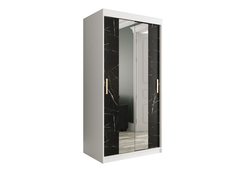 Szafa MIRJAN 24 Marmur T1 100 biały mat / czarny marmur 1 szt.