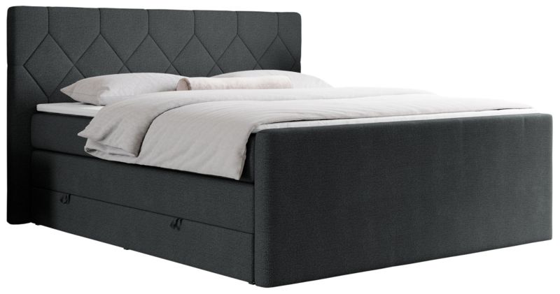 Łóżko kontynentalne MKS Meble KING EIGAR 120x200 H4 ciemnoszary struktura 1szt.