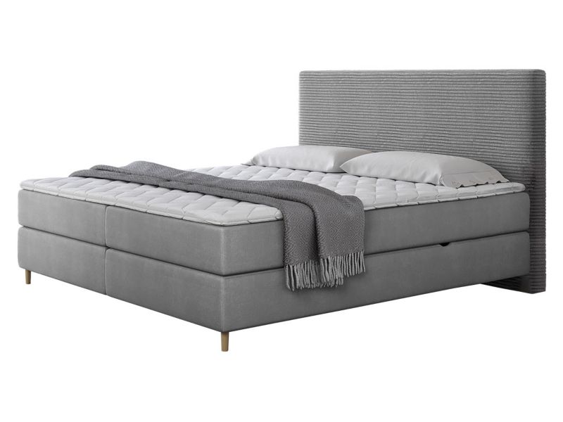 Łóżko kontynentalne MIRJAN 24 Laro Sztruks 180x200 popielaty/jasny szary 1 szt.