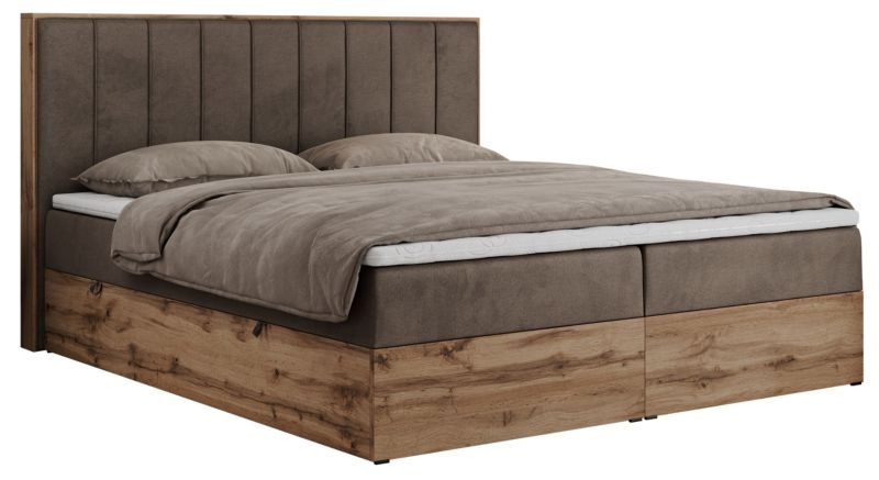 Łóżko kontynentalne MKS Meble BELLISSIMO 140x200 H4 brązowy welwet 1szt.