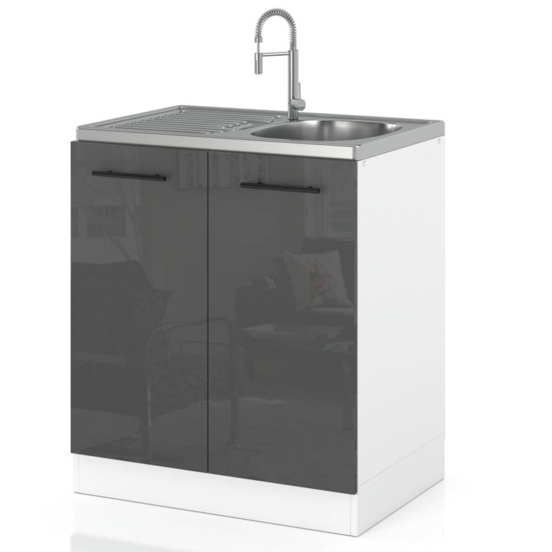 Szafka Kuchenna Hurtownia-Mebli Stojąca Pod zlewozmywak DZ60 sPremium 60cm Biały Mat Szary Połysk 60x52x82.2 cm 1szt.