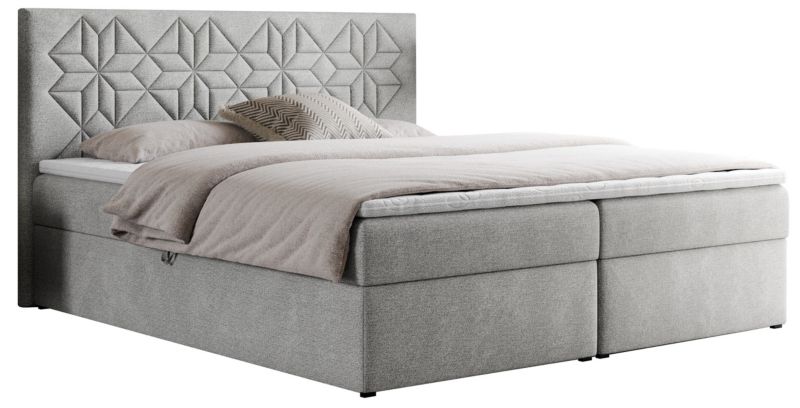 Łóżko kontynentalne MKS Meble LEILA 140x200 H3 Jasnoszary struktura 1szt.