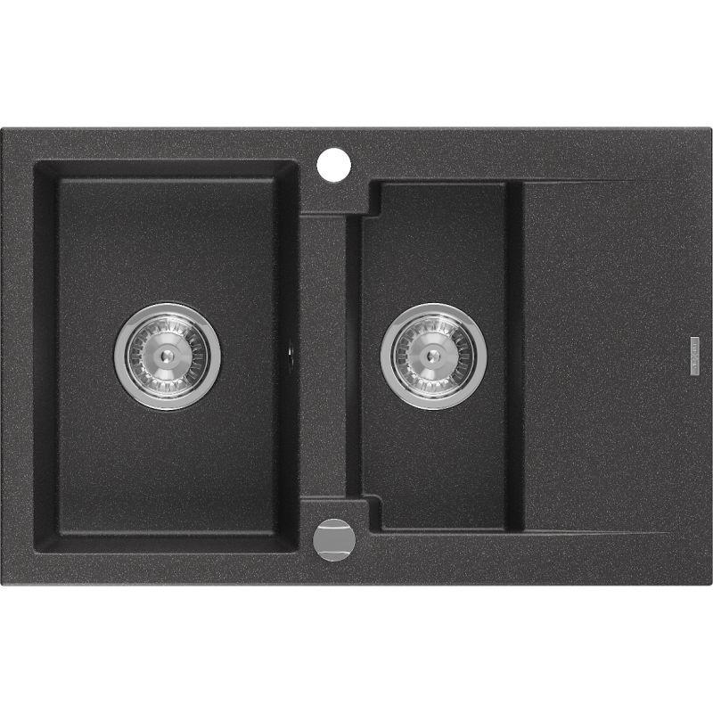 Zlewozmywak wpuszczany Mexen Gaspar 1,5-komorowy czarny nakrapiany 737x475mm - 6507731505-76-B 1 szt.