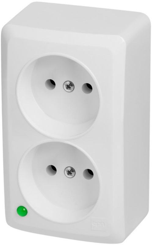 Gniazdo podwójne Elektro-Plast Berg natynkowe białe