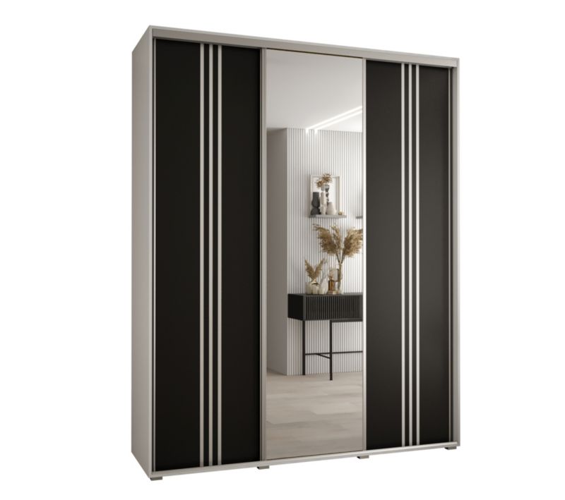 Szafa przesuwna Abiks DAVOS 7 wysoka szer.190cm gł.60cm biały/czarny/srebrny 1szt.