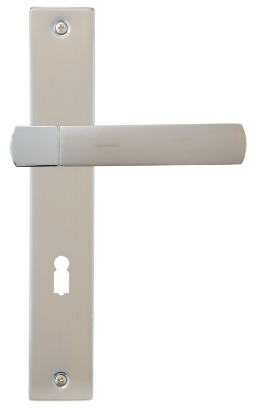 Klamka drzwiowa Gold 72 mm na klucz nikiel satyna/chrom