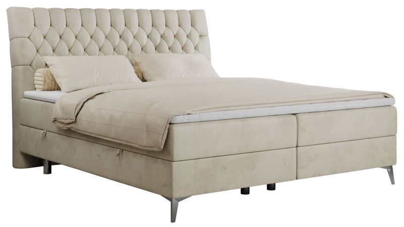 Łóżko kontynentalne MKS Meble MILEN 140x200 H4 beżowy welwet 1szt.