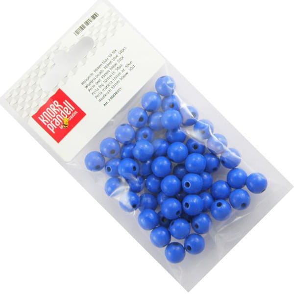 korale drewniane fi 10mm 50szt niebieskie KNORR 216030351
