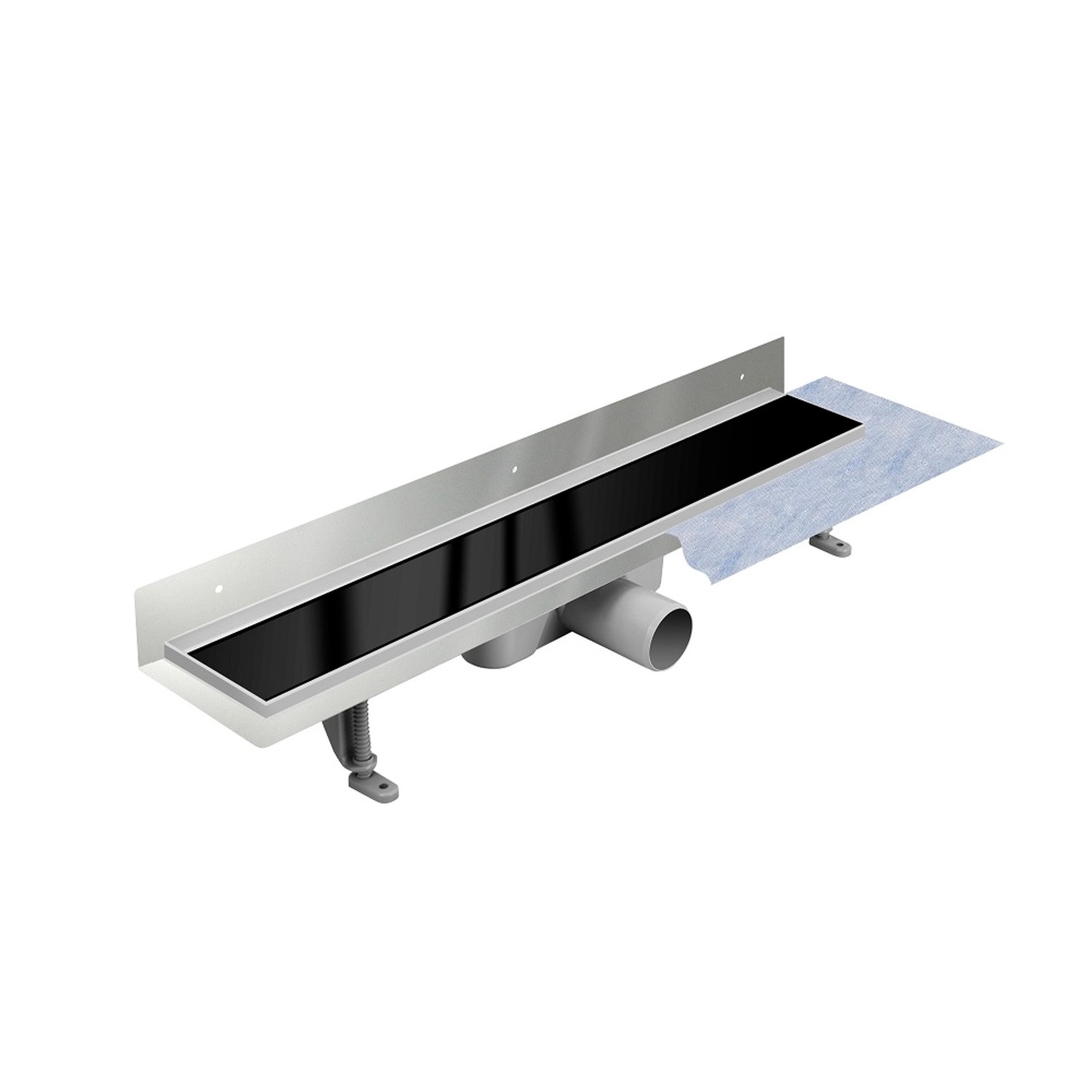 Odpływ liniowy przyścienny z rusztem czarne szkło 70 cm