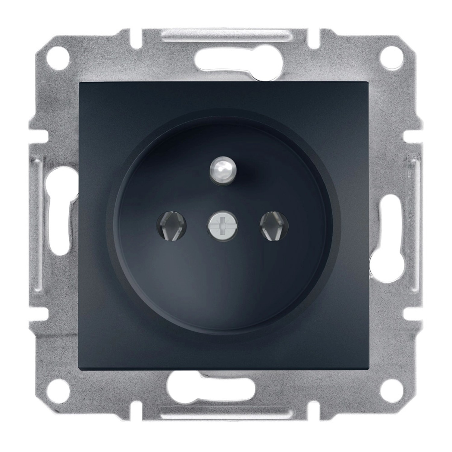 Schneider Gniazdo Asfora pojedyńcze z uziemieniem antracyt bez przesłony