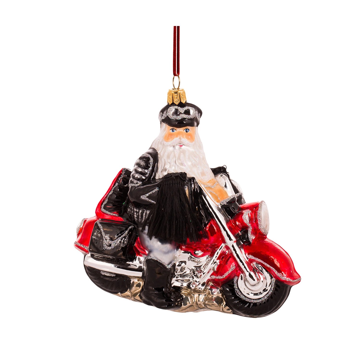 Bombka formowana Mikołaj na motorze - 14,5x14x8 cm