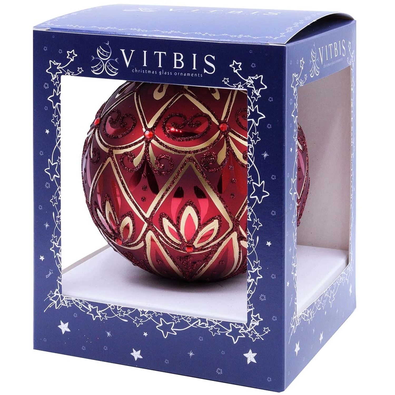 Bombka dekoracyjna w pudełku bordowa - 12 cm
