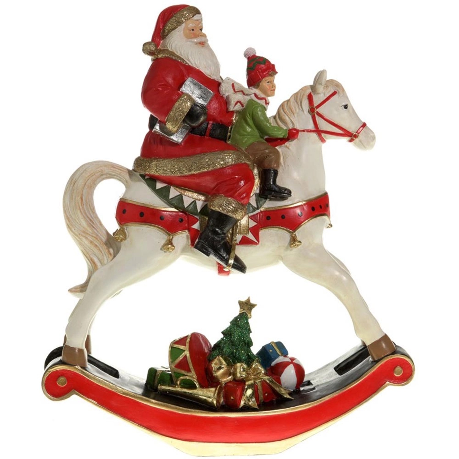 Figurka MIKOŁAJ z dzieckiem na koniu - wys. 34 cm