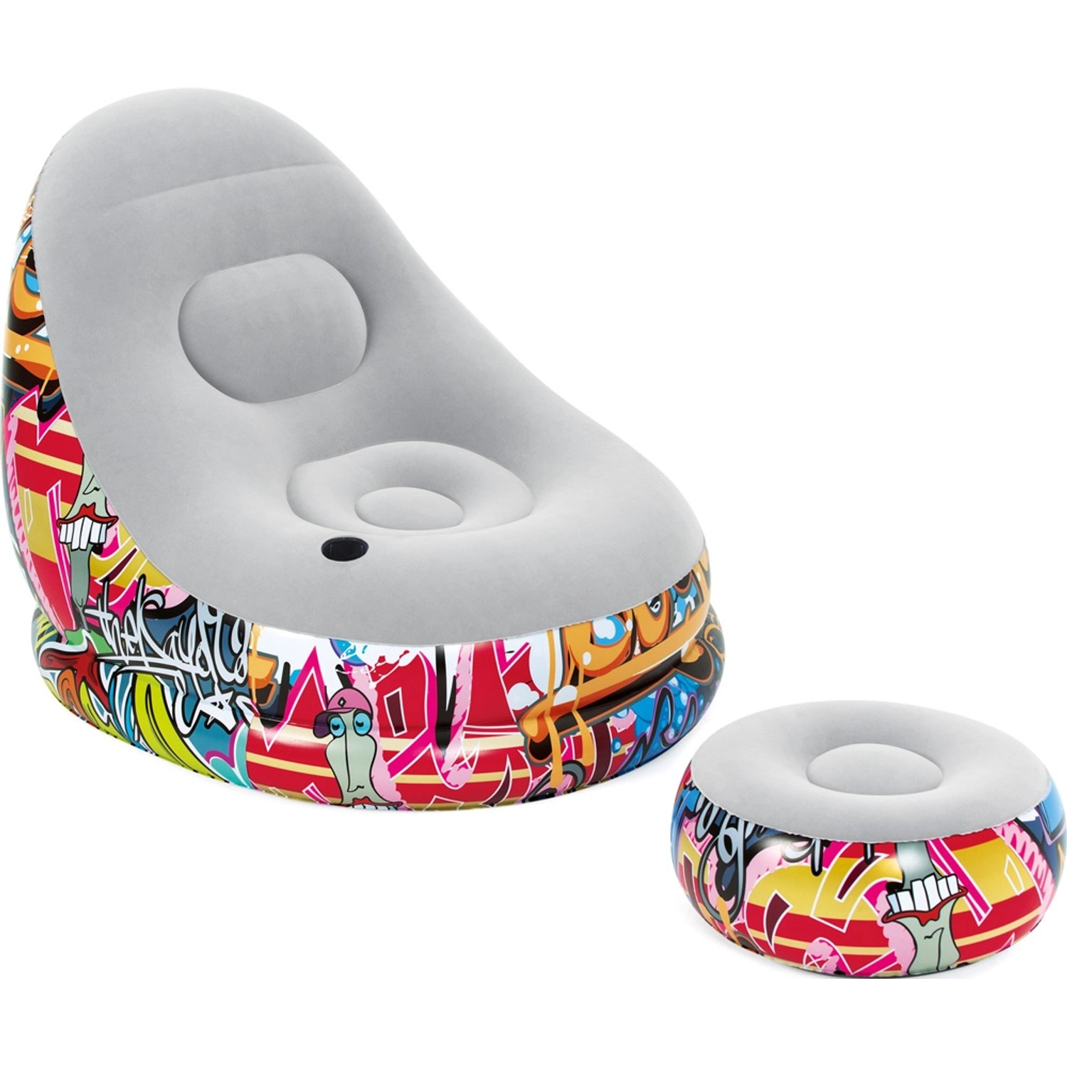 Fotel nadmuchiwany GRAFFITI z podnóżkiem