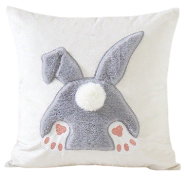 Poszewka na poduszkę welwet Zajączek puchaty z ogonkiem ecru 45x45 cm NS