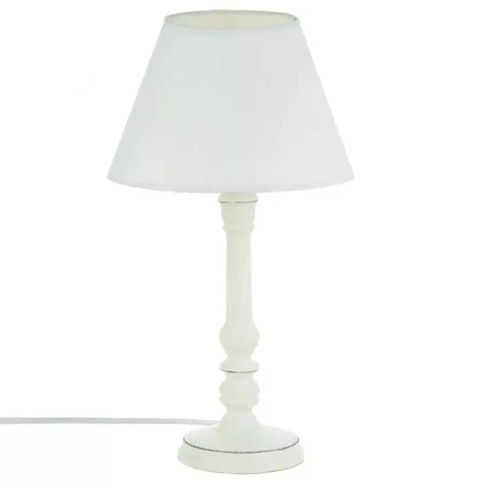 Drewniana lampka nocna Leo biała 36 cm DB