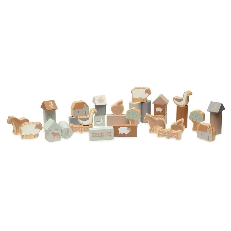 Jollein - drewniane klocki FARM - 34 elementy BBTB