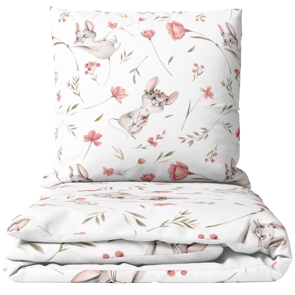 Pościel dziecięca Happy Mouse - 120x90 + poduszka 40x60 - Nie