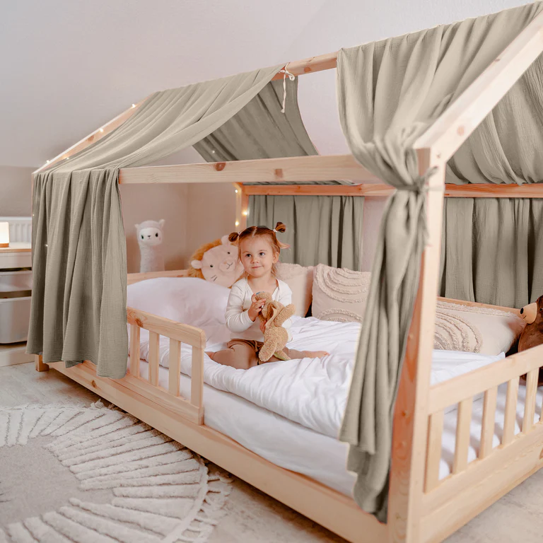 Zasłonki muślinowe do łóżka beż - rozmiar do wyboru MA - 135cm x 270cm