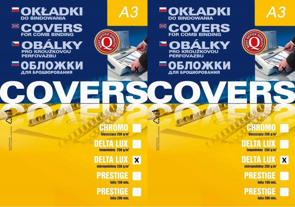 2x Okładki do bindowania Argo Delta, A3, skóropodobne, 100 sztuk, czarny