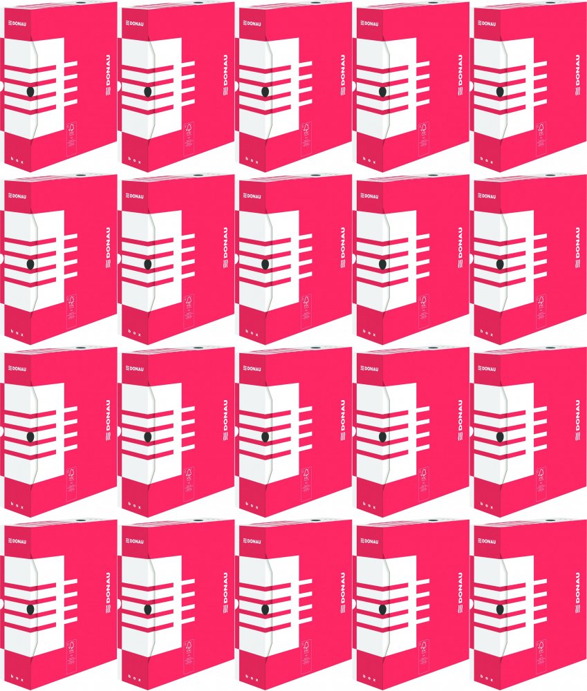 20x Pudło archiwizacyjne Donau, do luźnych dokumentów, 100mm, czerwony