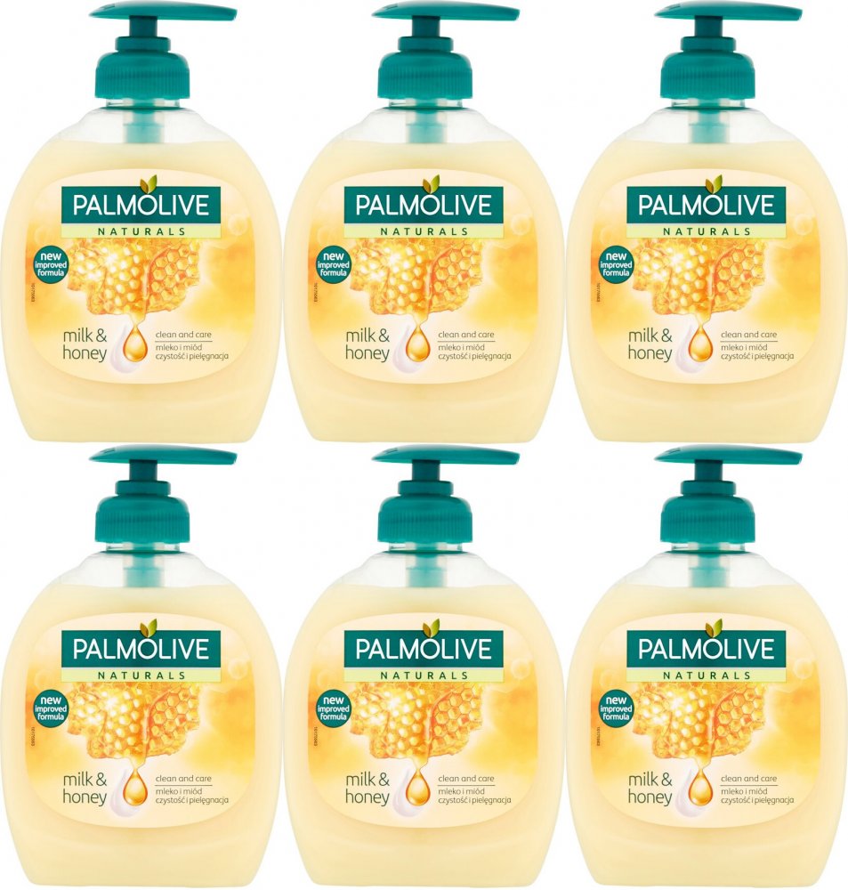 6x Mydło w płynie Palmolive, z dozownikiem, mleko i miód, 300ml