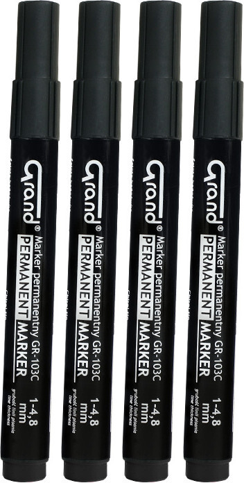 4x Marker permanentny Grand GR-103C, ścięta, czarny