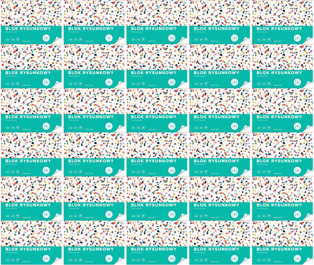 60x Blok rysunkowy Interdruk, A3, 20 kartek, biały