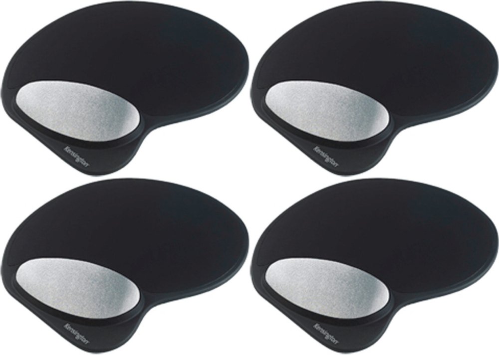 4x Podkładka żelowa pod mysz i nadgarstek Kensington, zachowująca kształt, 255x215x7mm, czarny