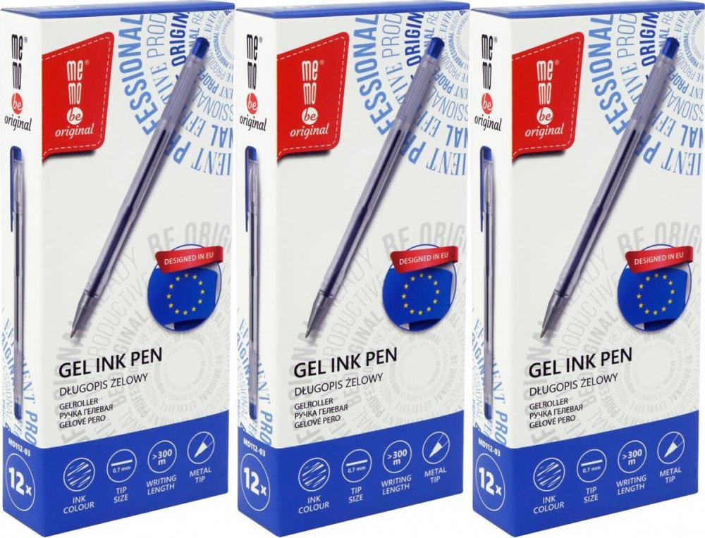 36x Długopis żelowy MemoBe, 0.7mm, niebieski