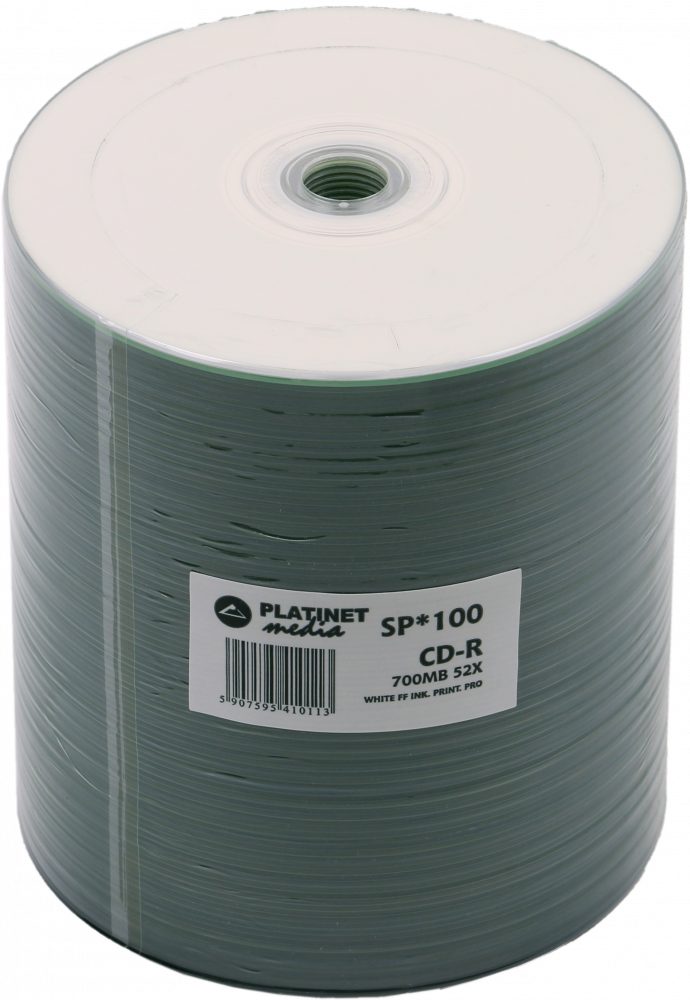 Płyta CD-R Platinet, do nadruku, do jednokrotnego zapisu, 700 MB, folia, 100 sztuk