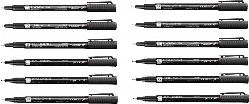 12x Foliopis Rystor, FS, okrągła, 0.4mm, czerwony