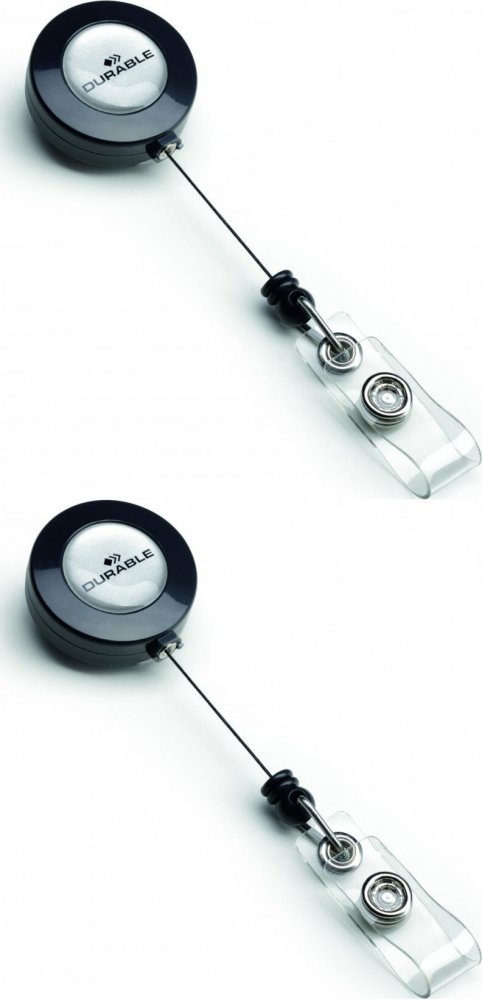 2x Mechanizm ściągający Durable, z uchwytem do identyfikatorów, 10 sztuk, antracytowy