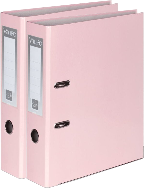 2x Segregator A4 VauPe FCK, szerokość grzbietu 75mm, do 500 kartek, różowy pastelowy