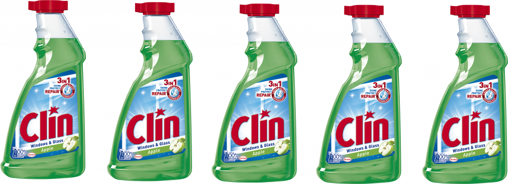 5x Płyn do mycia szyb Clin, zapas, jabłkowy, 500ml