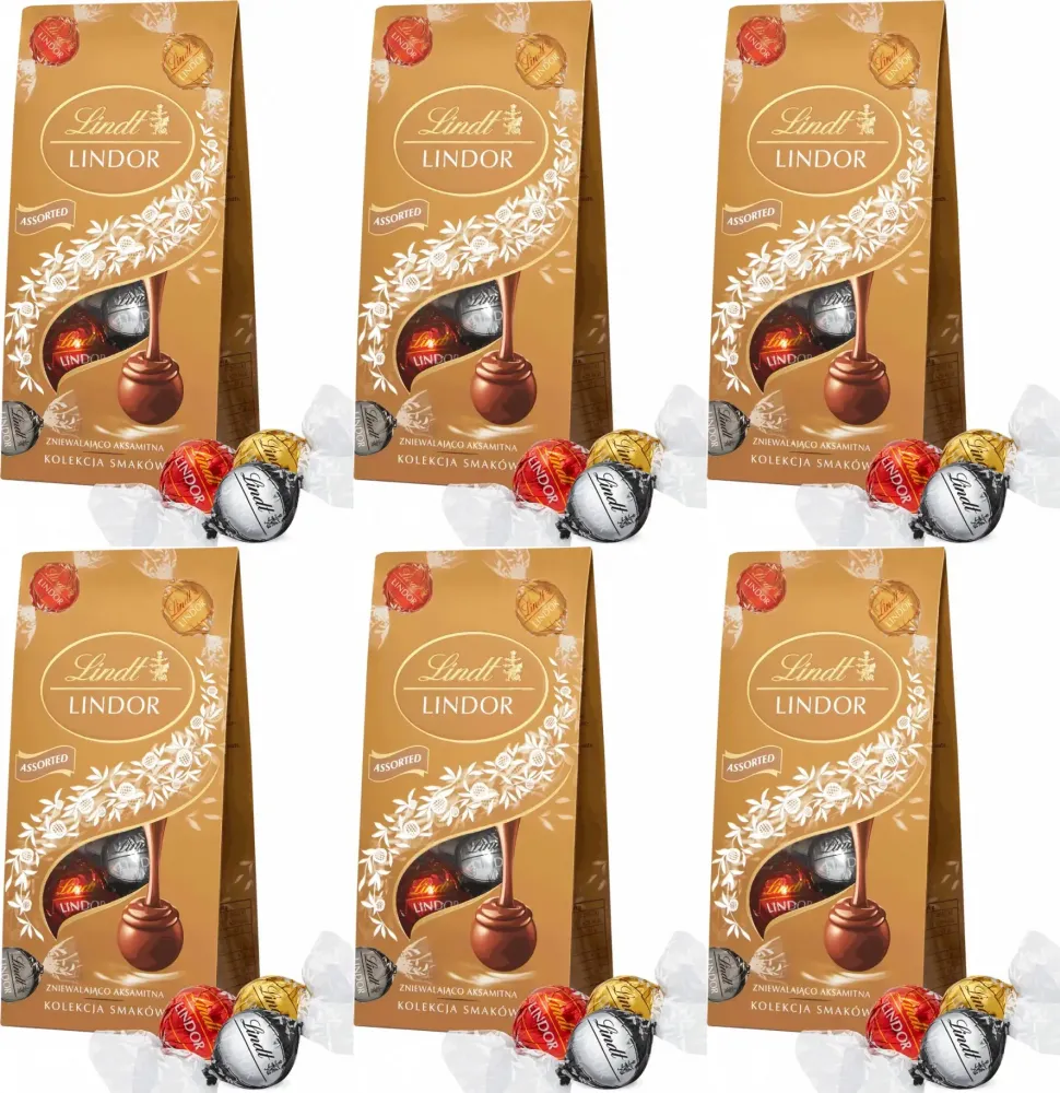 6x Praliny Lindt Lindor Assorted, czekoladowy z nadzieniem, 100g