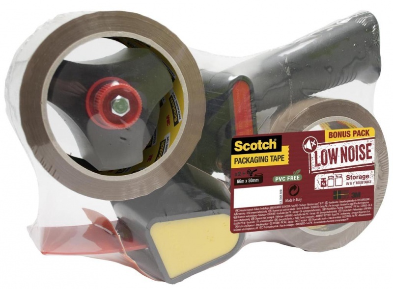 Podajnik do taśmy pakowej Scotch, z uchwytem + 2 sztuki taśmy pakowej 50mm x 66m (brązowy)