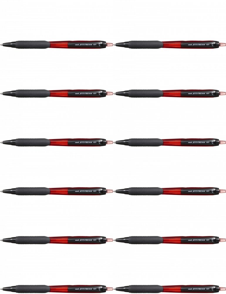 12x Długopis automatyczny Uni SXN-101 Jetstream, 0.7mm, czerwony