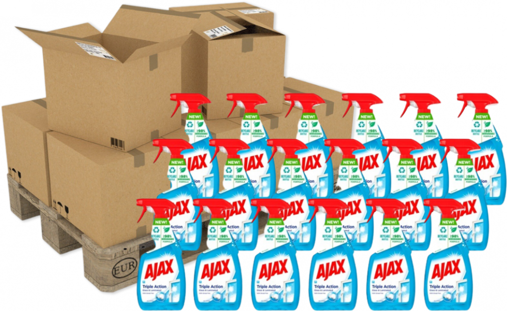 504x Płyn do mycia szyb Ajax Triple Action, z rozpylaczem, 500ml