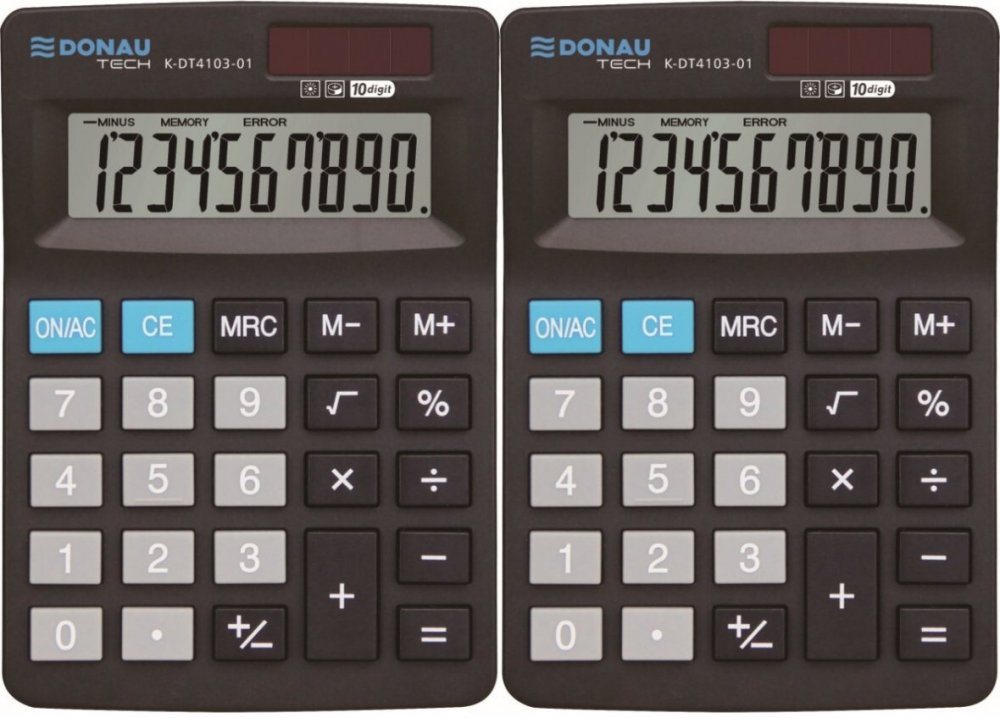 2x Kalkulator biurowy Donau Tech, 10-cyfr, czarny