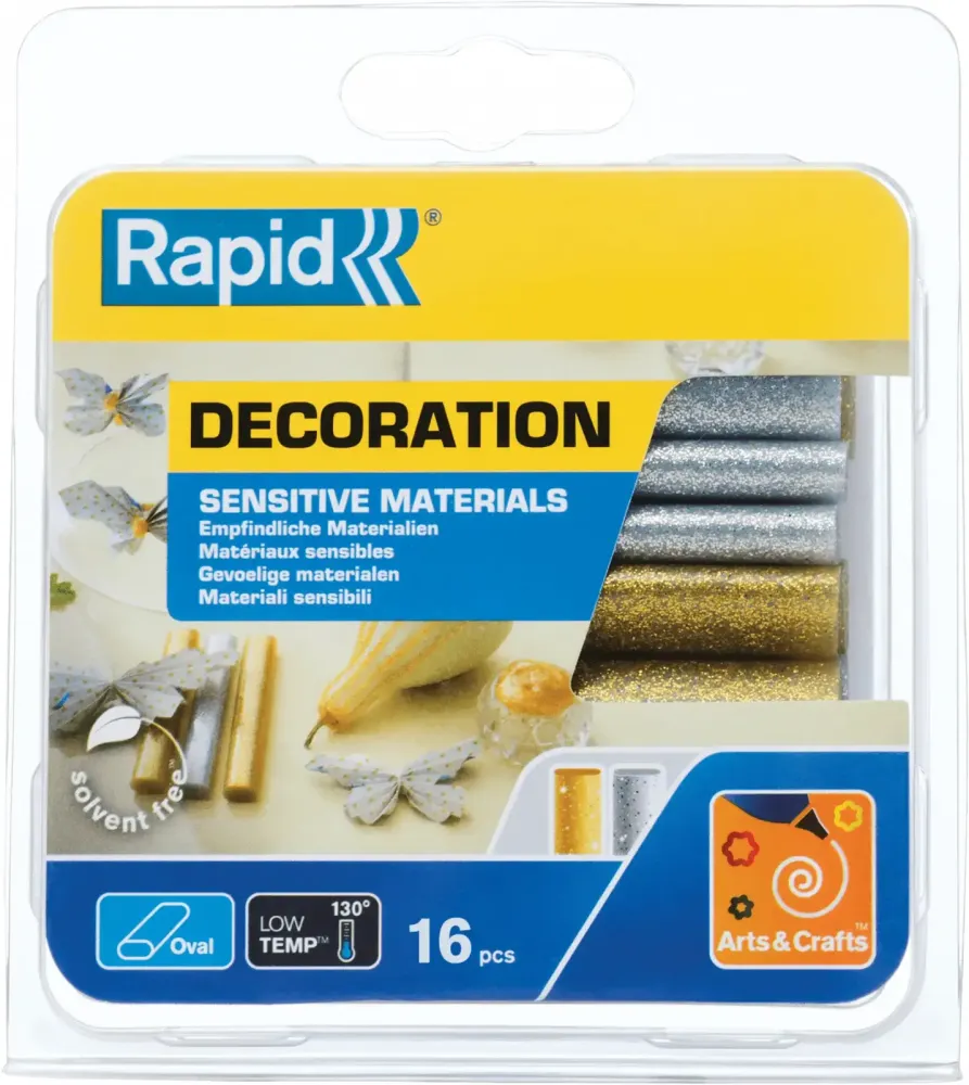 Wkład klejowy w sztyfcie Rapid, do pistoletu EG130, owalny, 16 sztuk, 125g, srebrny/złoty brokatowy