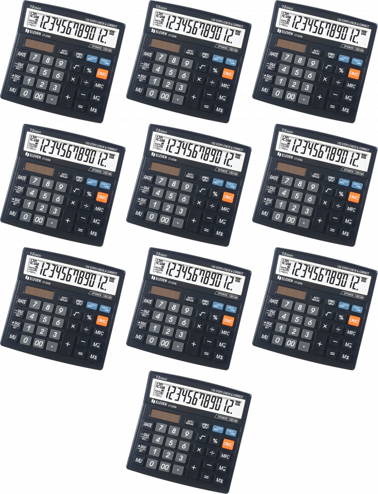 10x Kalkulator biurowy Eleven CT-555N, 12 cyfr, czarny