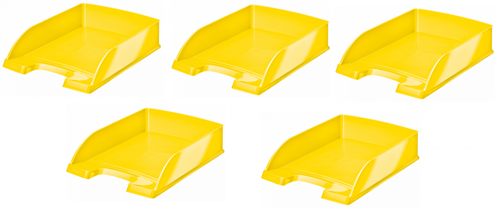 5x Półka na dokumenty Leitz Plus Wow, A4, plastikowa, żółty