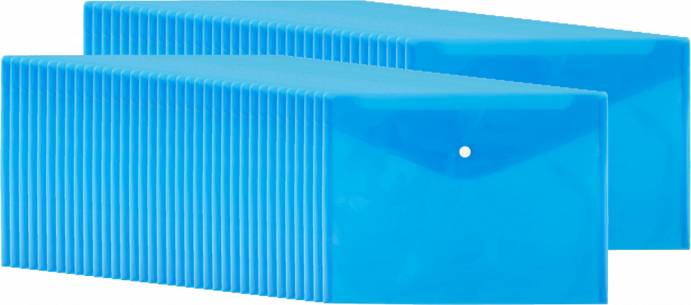 120x Teczka kopertowa D.Rect 5530, A4, na zatrzask, przezroczysty niebieski