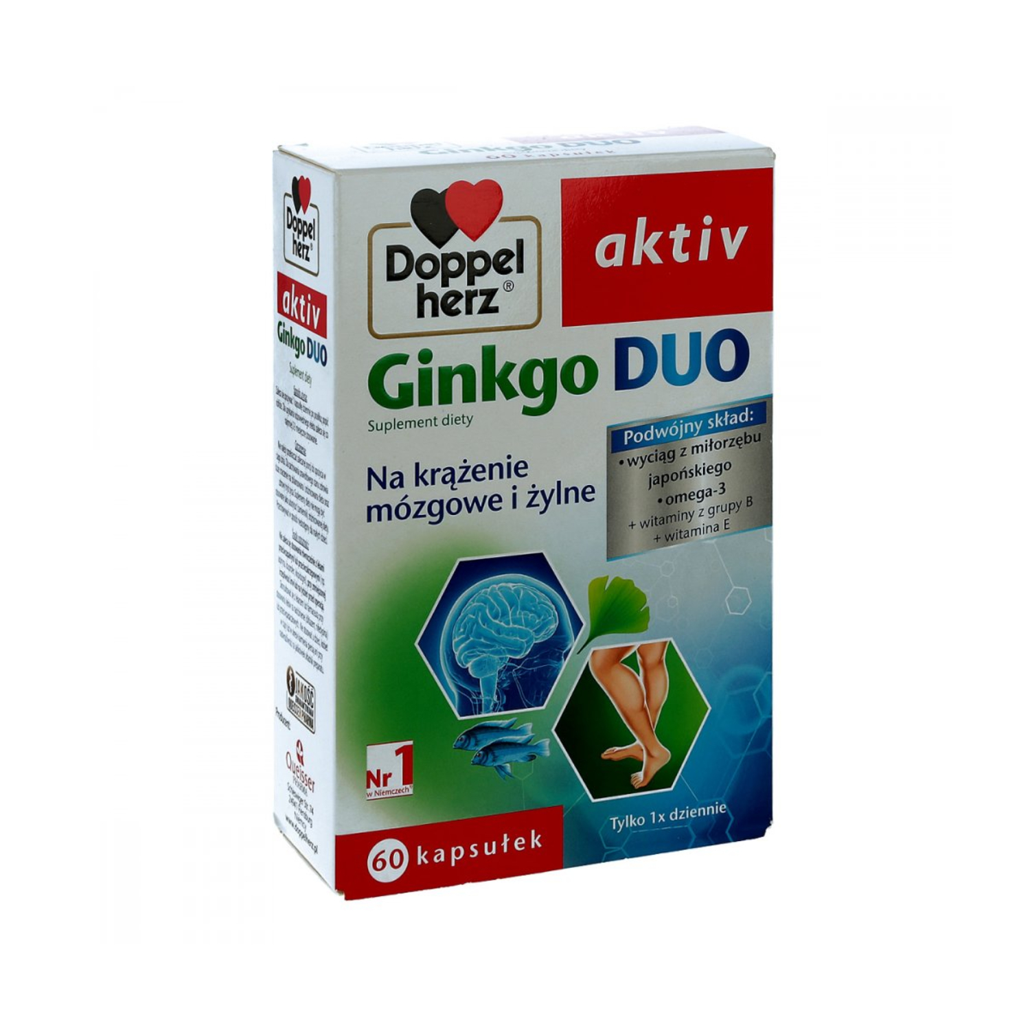 Doppelherz - ginkgo duo, na krążenie mózgowe i żylne, 60 kapsułek
