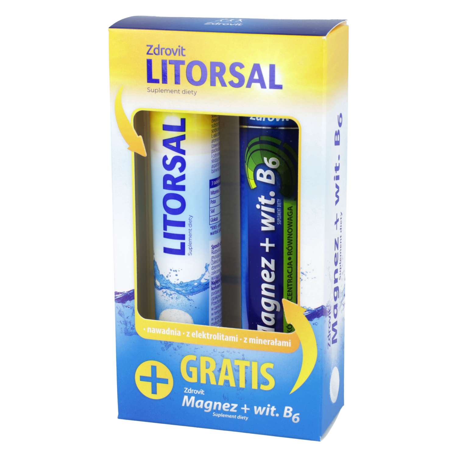 Zdrovit - zestaw litorsal, tabletki musujące, 24 sztuki + magnez z witaminą b6, tabletki musujące, 24 sztuki