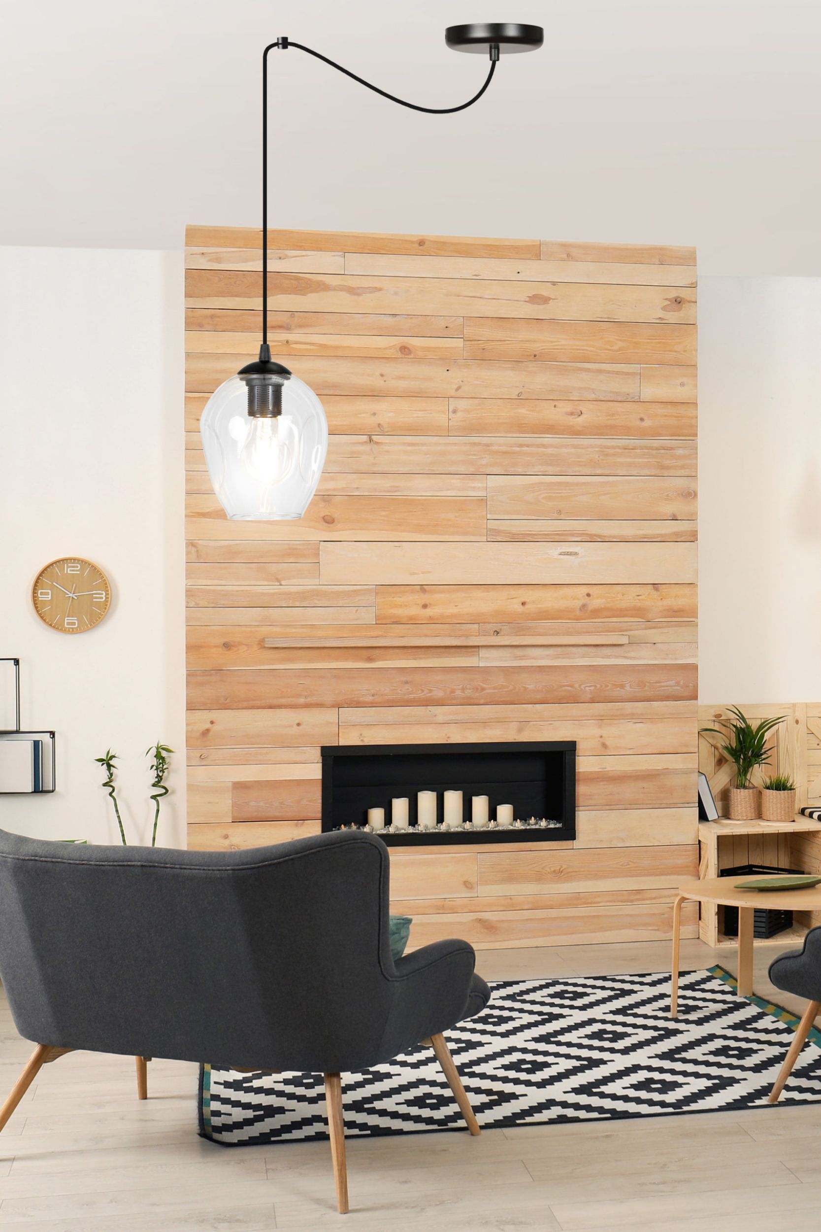 Emibig Level lampa wisząca 1x15 W czarna-przezroczysta 756/1